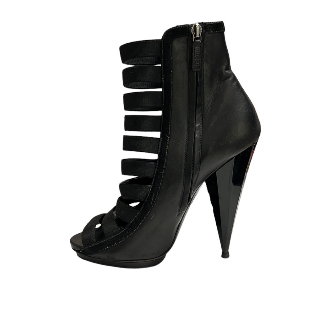 Gucci Black Elastic And Leather Isadora Gladiator Booties Size 39 - Picture 3 of 15
